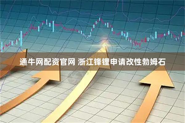 通牛网配资官网 浙江锋锂申请改性勃姆石